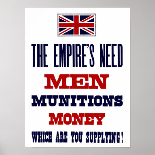 Affiches Le besoin de l'empire ~ Hommes, munitions et argen
