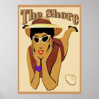 Affiches Le bord de mer, dame sur la plage