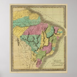 Affiches Le Brésil avec la Guyane et le Paraguay