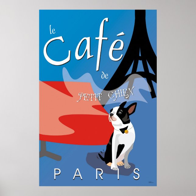 Affiches Le Cafe de Petit Chien, Paris (bleu) (Devant)