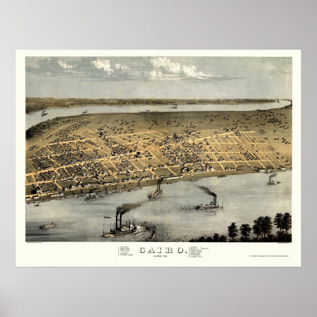 Affiches Le Caire, IL Carte panoramique - 1867 (Devant)