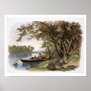 Affiches Le campement des voyageurs sur le Missouri, plat