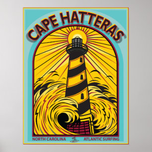 AFFICHES LE CAP HATTERAS LA CAROLINE DU NORD SURFANTE