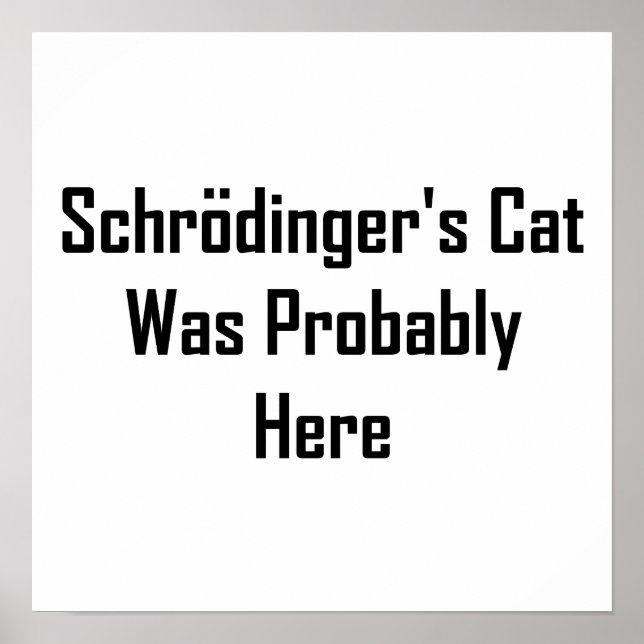 Affiches Le chat de Schrodinger était probablement ici (Devant)