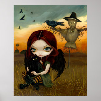 Affiches Le chat fée gothique Scarecrow halloween Art Print