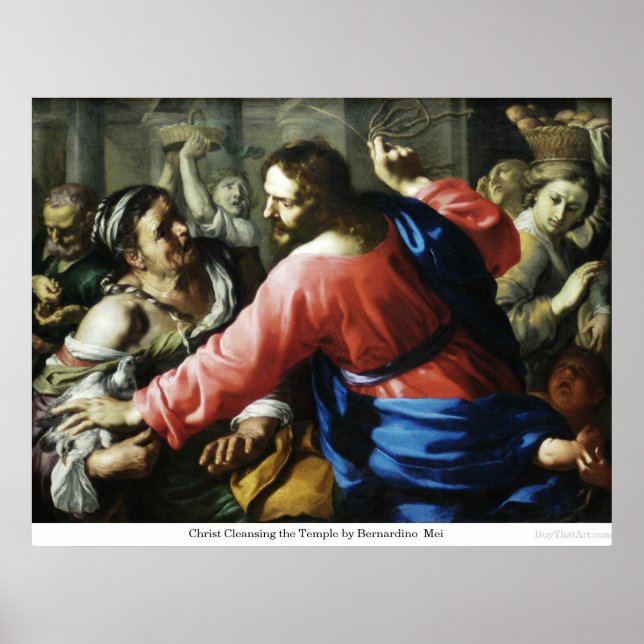 Affiches Le Christ nettoie le temple par Bernardino Mei (Devant)