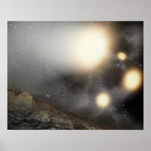 Affiches Le ciel nocturne comme vu d'un avion hypothétique