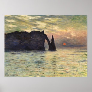 Affiches Le Cliff Etretat, coucher de soleil de Claude Mone