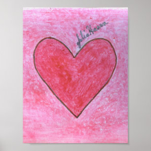 Affiches Le coeur rouge et rose de Valentine par Julia