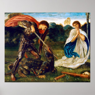 Affiches Le combat St George d'Edward Burne-Jones tue le