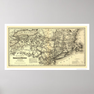 Affiches Le Connecticut et carte occidentale 1871 de chemin