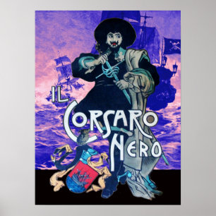 Affiches LE CORSAIRE NOIR /Bataille de navires pirates en b