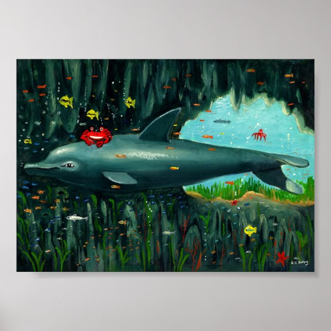 Affiches Le dauphin et le crabe étaient des amis. (Devant)