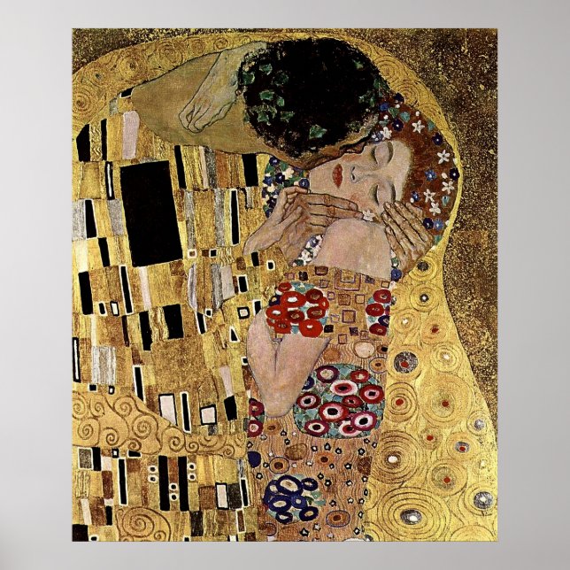 Affiches Le détail du baiser de Gustav Klimt (vers 1908) (Devant)