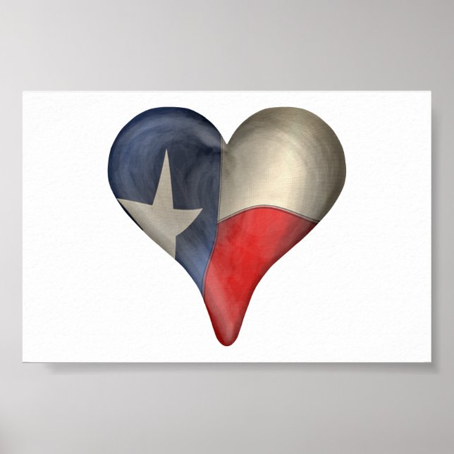 Affiches Le drapeau de l'État du Texas dans un coeur (Devant)