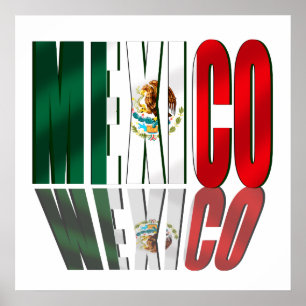 Affiches Le drapeau du logo de Mexico Reflection pour les M