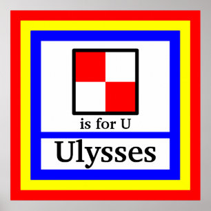 Affiches Le drapeau nautique est pour le nom de U et de vot