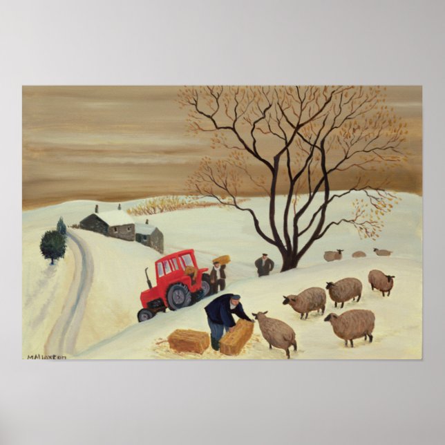 Affiches Le foin au mouton par tracteur (Devant)
