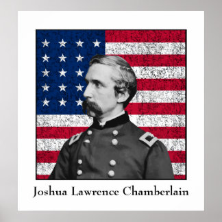 Affiches Le général Chamberlain et le drapeau américain