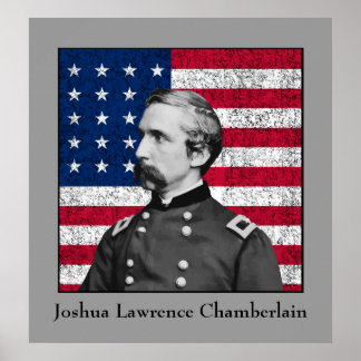 Affiches Le général Chamberlain et le drapeau américain