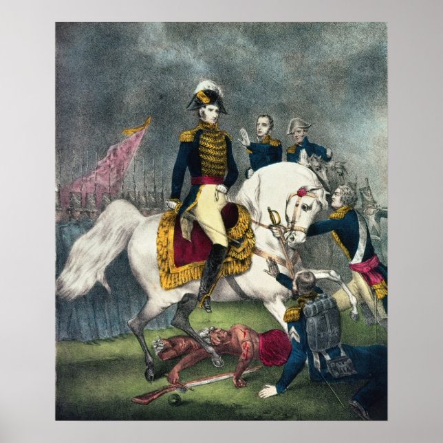 Affiches Le général William H. Harrison à la bataille (Devant)