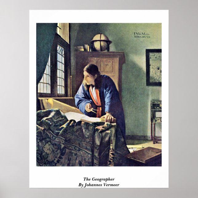 Affiches Le géographe. Par Johannes Vermeer (Devant)