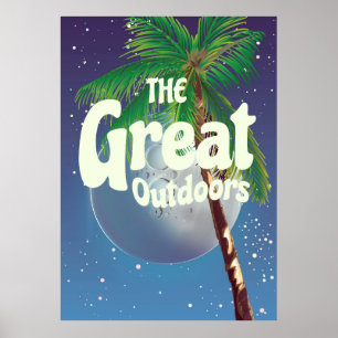 Affiches Le grand palmier extérieur et la lune