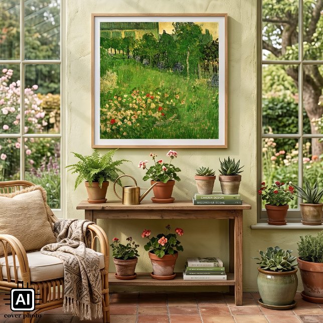Affiches Le jardin de Daubigny par Vincent van Gogh, Le Jar ({Charles-François} Daubigny's Garden by Vincent van Gogh is a vintage post impressionism painting.)