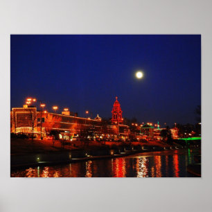 Affiches Le Kansas City Plaza s'illumine sous une Pleine lu