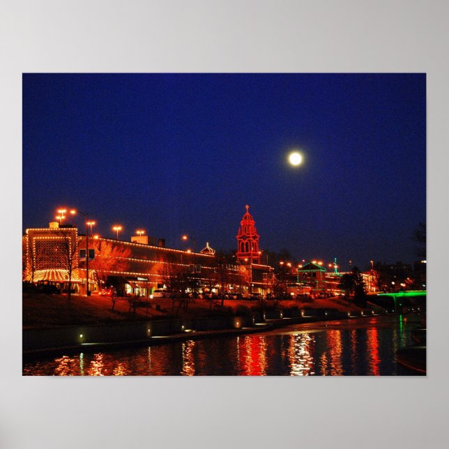 Affiches Le Kansas City Plaza s'illumine sous une Pleine lu (Devant)