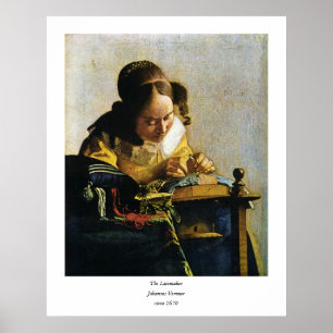Affiches Le Lacemaker de Johannes Vermeer (vers 1670)