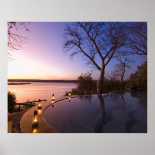 Affiches Le lodge de The River Club, coucher de soleil sur