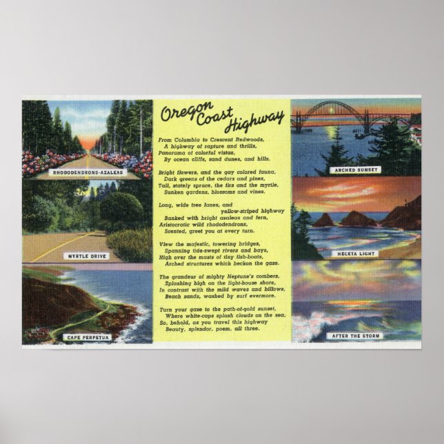 Affiches Le long de la route côtière de l'Oregon avec un po (Devant)