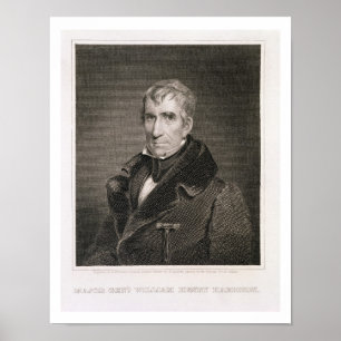 Affiches Le major général William Henry Harrison, gravé par