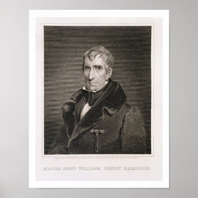 Affiches Le major général William Henry Harrison, gravé par (Devant)