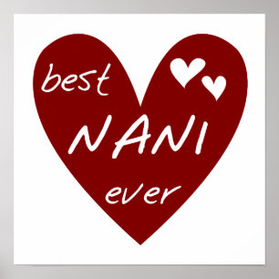 Affiches Le meilleurs T-shirts et cadeaux de Nani de coeur 
