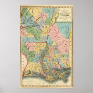 Affiches Le Mississippi, Louisiane, Arkansas