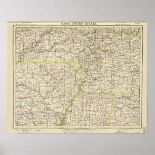 Affiches Le Missouri, Arkansas, Kentucky, Tennessee