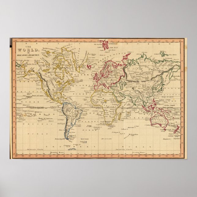 Affiches Le monde, la projection de Mercator (Devant)