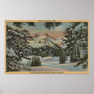 Affiches Le mont Rainier, WA - auberge de paradis et chaîne