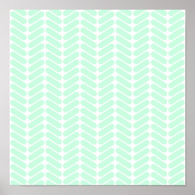 Affiches Le Motif de Mint Green Chevron, comme le Tricot. (Devant)