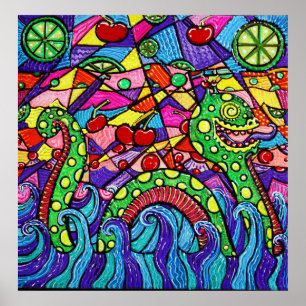 Affiches Le Nessie aime la boisson au citron vert de cerise