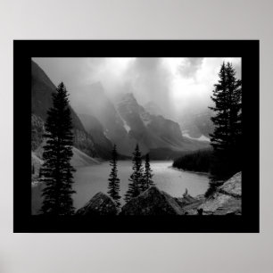 Affiches Le noir et le blanc d'éclat de nuages (encadré)