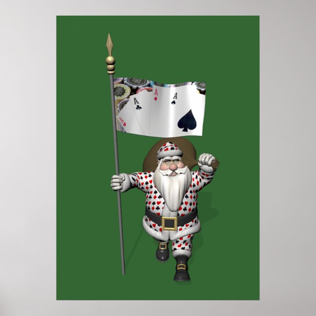 Affiches Le Père Noël Aime Jouer Au Poker (Devant)