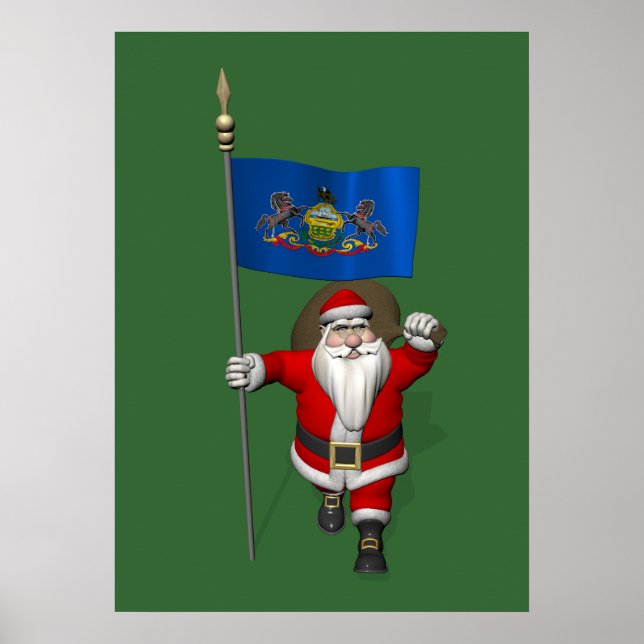 Affiches Le Père Noël Avec L'Ensigne De Pennsylvanie (Devant)
