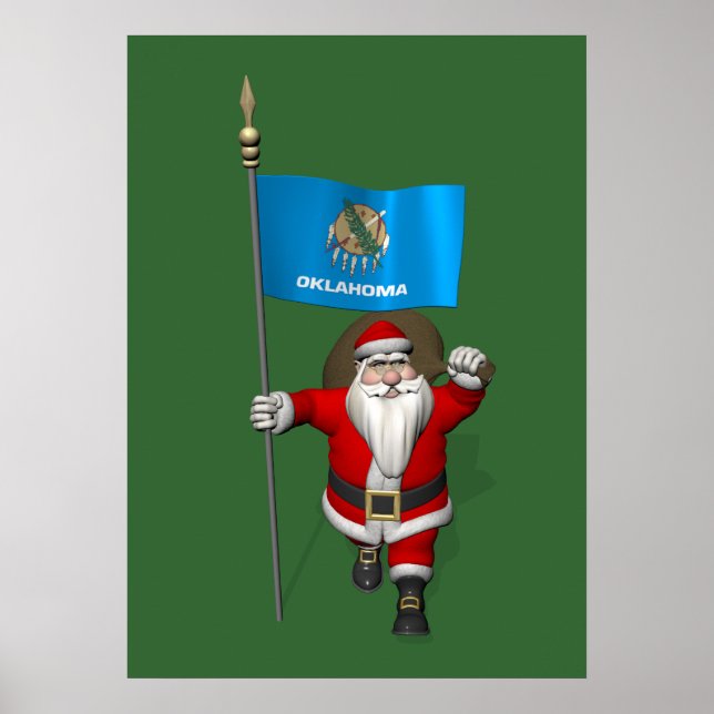 Affiches Le Père Noël Avec L'Ensigne D'Oklahoma (Devant)