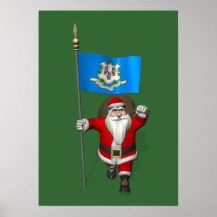 Affiches Le Père Noël Avec L'Ensigne Du Connecticut