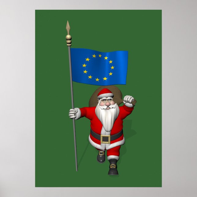 Affiches Le Père Noël Avec L'Entrée De L'Union Européenne (Devant)
