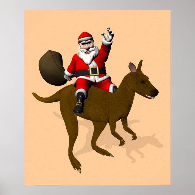Affiches Le Père Noël Monte Un Cangourou (Devant)