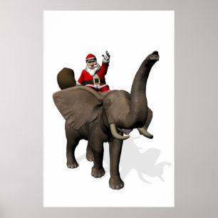 Affiches Le Père Noël Sur Elephant